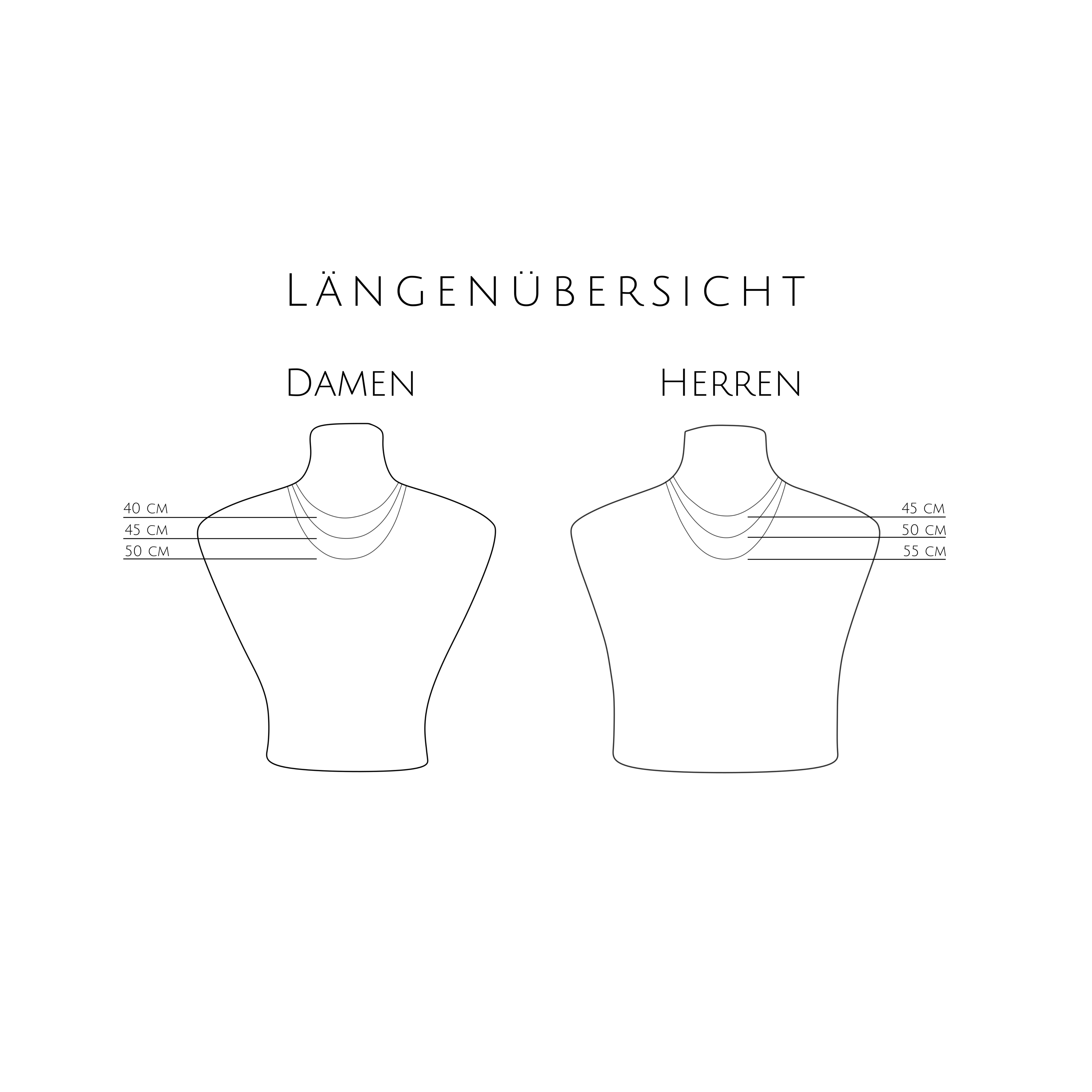 Halsketten Längenübersicht für Damen und Herren