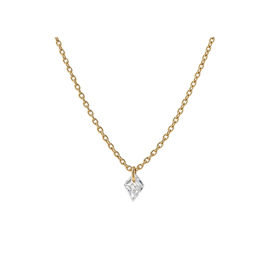 Goldkette mit Zirkonia Stein Anhänger Wasserfest